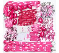 Hollowfly Lot de 400 épingles à boutons en forme de ruban rose pour la sensibilisation au cancer du sein - Porte-clés autocollant pour crayons, cordons, tatouages temporaires, bracelet, lutte contre