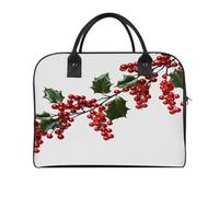 Holly Berry Branches Sac fourre-tout décontracté pour ordinateur portable Sac à main de voyage multi-poches Sac à bandoulière pour le travail et les voyages