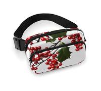 Holly Berry Sac banane tendance avec sangle réglable pour entraînement en plein air cyclisme Unisexe Blanc 20 x 13 cm, blanc, 20x13cm, Sac banane
