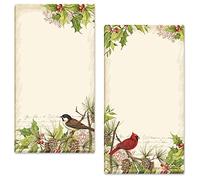 Holly & Birds Lot de 2 blocs-notes magnétiques de Noël (1 de chaque), 15,2 cm de hauteur