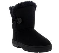 Holly Bouton Filles D'Enfants Hiver Fourrure Doublée Pluie Chaleureux Bottes - BLA36 - AEA0444 - Noir - Taille 36 EU