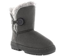 Holly Bouton Filles D'Enfants Hiver Fourrure Doublée Pluie Chaleureux Bottes - GRE34 - AEA0447 - Gris - Taille 34 EU