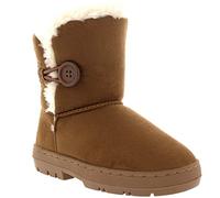 Holly Bouton Filles D'Enfants Hiver Fourrure Doublée Pluie Chaleureux Bottes - LTA34 - AEA0445 - Lumière Tan - Taille 34 EU - Marron