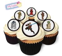 Holly Cupcakes 24 Edible Pre-Cut Wafer Round Cake Toppers: Drawings Inspired by 'Starwars'