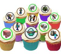 Holly Cupcakes 24 Fabulous Pre-Cut Edible Wafer Cake Toppers: Minecraft