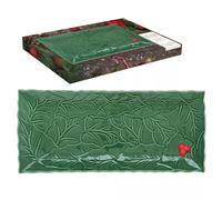 HOLLY ET BERRIES Plat à cake en Porcelaine verte et rouge 37x16.5 cm