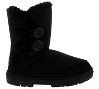 holly Femmes Fourré Bottes De Neige Deux Bouton - Noir - 40