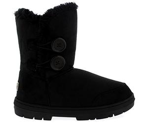 holly Femmes Fourré Bottes De Neige Deux Bouton - Noir - 40
