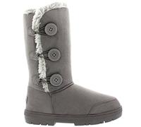 holly Femmes Fourré Bottes De Neige Trois Bouton - Gris - 38