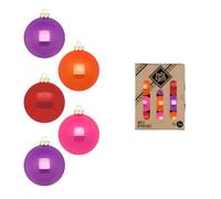 Holly & Jolly - Boules de Noël Party Time, 24 pièces | Boules de Noël en verre, env. 3 cm, décorations de sapin de Noël en violet, orange, rouge et rose, brillantes