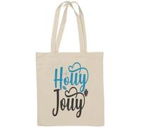 Holly Jolly Love Heart Sac fourre-tout en coton naturel Blanc