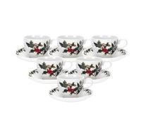 Holly & The Ivy Tasse à thé et Soucoupe, en CÉRAMIQUE, Multicolore, Lot de 6