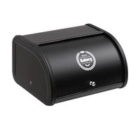 HollyHOME Boîte à Pain Avec Corps en Acier Inoxydable, Boîtes à Pain en Métal Pour la Cuisine, Récipients de Stockage du Pain avec Couvercle Enroulable, Rangement Facile, Noir