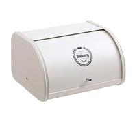 HollyHOME Boîte à Pain blanc Avec Corps en Acier Inoxydable, Boîtes à Pain en Métal Pour la Cuisine, Récipients de Stockage du Pain avec Couvercle Enroulable, Rangement Facile, Blanc