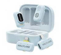 Hollyland Lark A1 Combo (Bleu Ciel, avec récepteur USB-C + récepteur Lightning + boîtier de Charge) Microphone sans Fil
