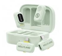 Hollyland Lark A1 Combo (Vert Menthe, avec récepteur USB-C + récepteur Lightning + boîtier de Charge) Microphone sans Fil