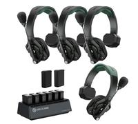 Hollyland Solidcom SE Pro Casque de Communication sans Fil Système à 4 Utilisateurs avec ENC 400m Communication d'Équipe avec PTT Casque à Une Oreille 3,5mm pour la Production TV&Film (Version 1,9G)