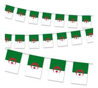Hollylife 10m Drapeau Algérie avec 30 Petits Drapeau Tissu Coloré Bannière Fanion Banderole Algérien pour École Patio Piscine Camping Anniversaire Intérieur Extérieur Jardin Décoration de Noël
