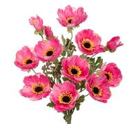 Hollyone Lot de 3 coquelicots artificiels réalistes à longue tige en soie pour décoration de la maison, cuisine, mariage, arrangement floral, présentoir de table (rose)