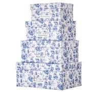 Hollyone Lot de 4 boîtes cadeaux rectangulaires bleues et blanches avec couvercles, boîtes à bijoux en carton de tailles assorties pour cadeaux, chocolat, gâteau, fleurs, emballage cadeau, travaux