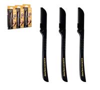 Hollywood Browzer Dermaplaning Blades for Face - Sourcil Shaping - Élimine les poils indésirables - Outil exfoliant pour femme - Rasoir pour le visage pour femme - Épilateur facial - Lot de 3 (noir)