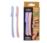Hollywood Browzer Lot de 2 Rasoirs Sourcils Femme - Épilation Visage Sans Douleur - Dermaplaning à Lame Inox - Manche Écologique Paille de Blé - Pochette Incluse - Teinte (Améthyste et citrine)