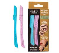 Hollywood Browzer Outil de dermaplaning pour visage, sourcils, enlever les poils indésirables, outil exfoliant pour femme (opale bleue et quartz rose)