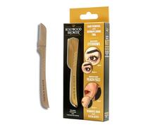 Hollywood Browzer Rasoir Sourcils & Visage pour Femme - Rasoir Dermaplaning sans Douleur - Épilation Faciale & Exfoliation - Manche Écologique en Paille de Blé - Étui Inclus (Or)