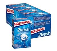 Hollywood Chewing Gum 2 Fresh - Parfum Menthe Forte - Sans Sucres avec Édulcorants - Lot de 16 paquets de 10 dragées - 22 g