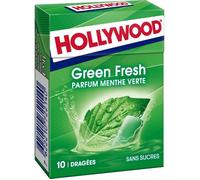 HOLLYWOOD Chewing Gum Green Fresh - Parfum Menthe verte - Sans Sucre avec Édulcorants - Lot de 20 paquets de 10 dragées x 14 g
