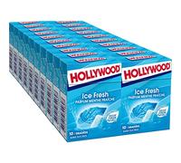 Hollywood Chewing Gum Ice Fresh - Parfum Menthe Fraîche - Sans Sucres avec Édulcorants - Lot de 20 paquets de 10 dragées (14 g)