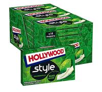 Hollywood Chewing Gum Style - Parfum Chlorophylle - Sans Sucres avec Édulcorants - Lot de 18 paquets de 12 gums - 23 g