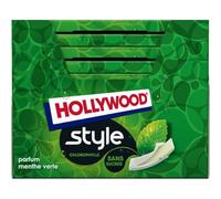 HOLLYWOOD - Chewing-Gums Style - Chlorophylle - Parfum Menthe Verte - Effet Fraîcheur - Arômes Naturels - Sans Sucres - 18 Paquets De 12 Gums