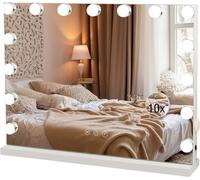 Hollywood Illuminated Make-Up Mirror, Led Dressing Table Mirror With 15 Dimmable Lights, 58 X 45 Cm, Touch Control, 2 Colours, Wall Mounted, White