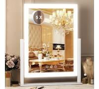 Hollywood Miroir de Maquillage Rotatif avec éclairage 28 x 38 cm | Miroir cosmétique LED avec lumière, rotatif à 360° avec grossissement 5x, 3 modes d'éclairage et intensité variable