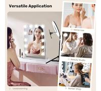 Hollywood Mirror With Type-C Led Lighting And Usb Charging Port 12 Dimmers Makeup Mirror 3 Lighting Modes With Mirror Lighting Wall Mount White 40x30cm