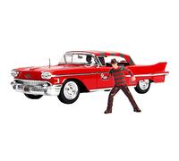 Hollywood Rides Jada Maquette Miniature: Cadillac Série 62 1958 Rouge, avec Figurine Freddy Krueger de Nightmare on Elm Street, échelle 1:24