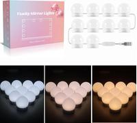 Hollywood Style Led Mirror Lamp, 10 Bulbs, Perfectly Hidden Cables, 3 Colors And 10 Intensities, Usb Mirror Light For Makeup Make-Up Make-Up Vanity Led Ball Dressing Table Adhesive