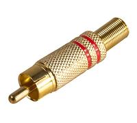 HOLLYWOOD the Starsound Fiche RCA plaquée Or avec Protection Anti-Torsion Rouge Connecteur RCA de qualité supérieure pour appareils Audio Hi-FI