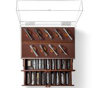 Holme & Hadfield Présentoir à couteaux de qualité supérieure pour jusqu'à 50 couteaux - Organiseur de couteaux de poche en bois extra large fabriqué à la main pour les collections - Cadeau