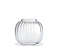 Holmegaard Vase ovale H17.5 Primula motif optique en verre soufflé, transparent