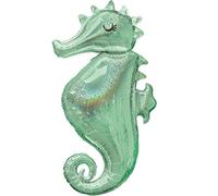 Amscan 3780001 - Super Shape Ballon en plastique Mermaid Wishes Seahorse, holographique, taille 50 x 96 cm, volume 40 litres, ballon hélium