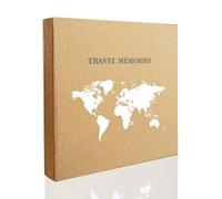 Holoary Album photo de 10,2 x 15,2 cm, 500 photos par page, 500 pochettes de 10,2 x 15,2 cm, couverture en papier kraft, motif carte du monde, aventure, vacances