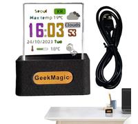 Hologram Clock, WiFi Desk Clock, Photo Display, Transparent Digital Clock, WiFi Desk Clock Transparent Digital Clock with Real-Time Weather Station and Photo Album