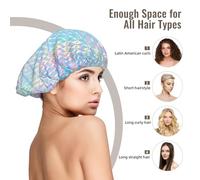 Hologramme de couleur arc-en-ciel coloré Holographique,Bonnet de nuit en satin réglable en soie pour adulte, bonnet de nuit élastique pour femme