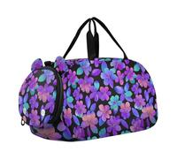 Hologramme Visual Flower Purple Blue Duffel Bag with Shoes Compartiment Multifonctionnel Carry On Sac de Nuit pour Plage Natation Piscine Sports Bolsos de Viaje Para Hombre