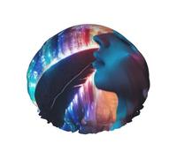Holographic Dreams Bonnet de douche imperméable double couche avec imprimé - Masque de bain réutilisable pour voyage, soins à domicile et routine beauté
