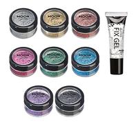 Holographic Glitter Shakers par Moon Glitter - 100% cosmétiques paillettes pour le visage, le corps, les ongles, les cheveux et les lèvres - 5g - Assortiment de 8 couleurs
