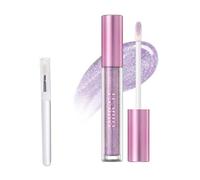 Holographic Gloss Trio,Holographic Pink Pulsar Glitter Lip Gloss,Long-Lasting Shine Lipstick, Non-sticky Waterproof Lipstick With lip brush (Purple)