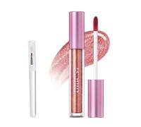 Holographic Gloss Trio,Holographic Pink Pulsar Glitter Lip Gloss,Long-Lasting Shine Lipstick, Non-sticky Waterproof Lipstick With lip brush (Pink)